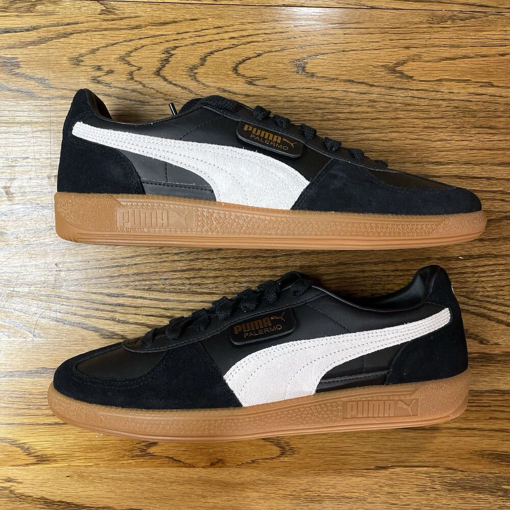 PUMA Palermo Leather Black White Gum Men Size 11.5 New Casual Shoe NEW - Picture 2 of 7